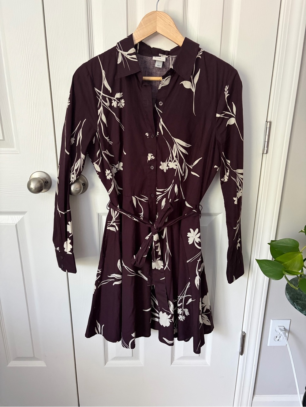 a new day Plum Floral Button-Front Shirt Dress